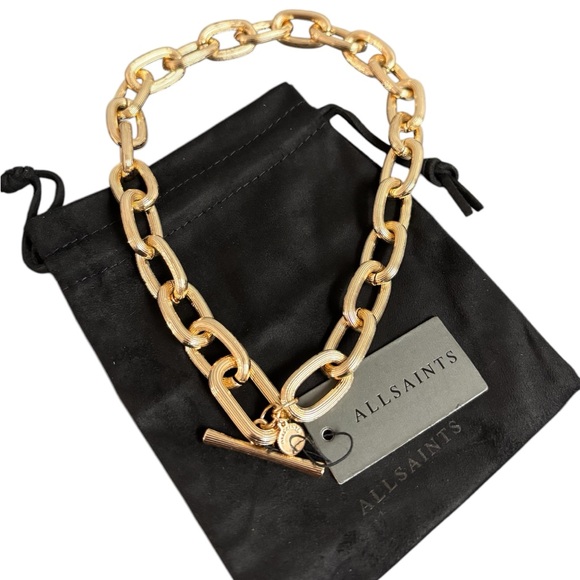 ALLSAINTS Textured Chain Link Toggle Necklace - Picture 1 of 5